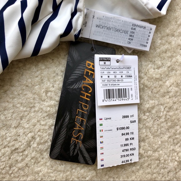 Women’s Secret Navy Striped One-Piece Swimsuit NEW - Picture 2 of 8